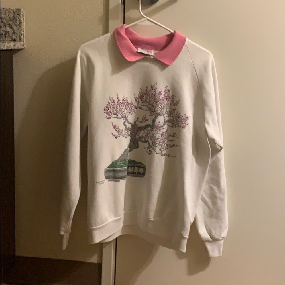 Cherry blossom collared crewneck